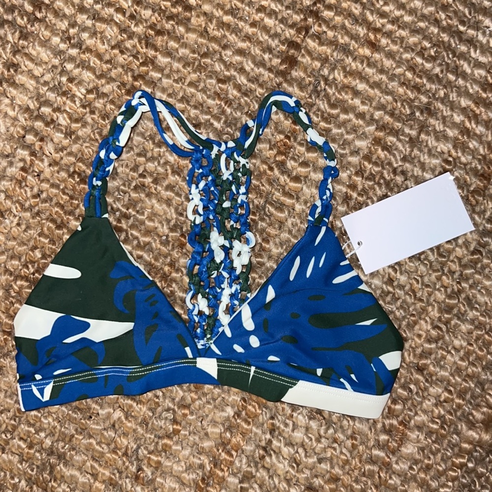 MIKOH Nusa Dua Woven Racerback Top in Vintage Tahiti forest NWT
